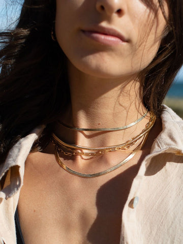 Gold Necklace - Gold Filled Herringbone Chain Necklace - Konani - ke aloha jewelry