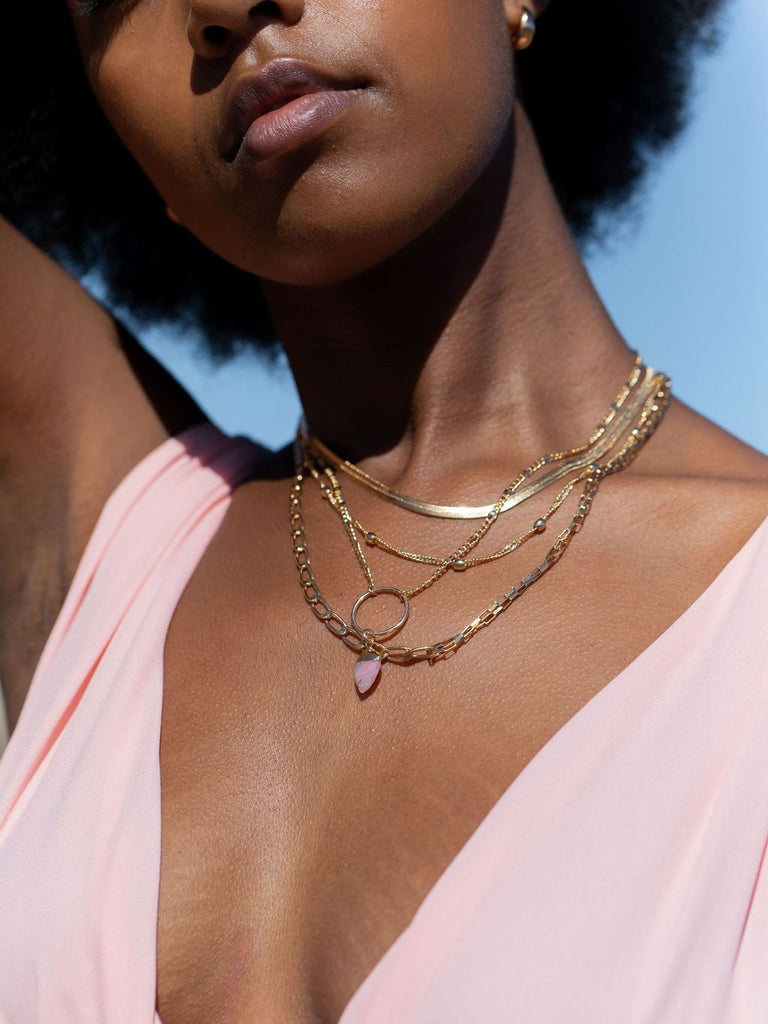 Gold Necklace - Gold Filled Herringbone Chain Necklace - Konani - Ke Aloha Jewelry
