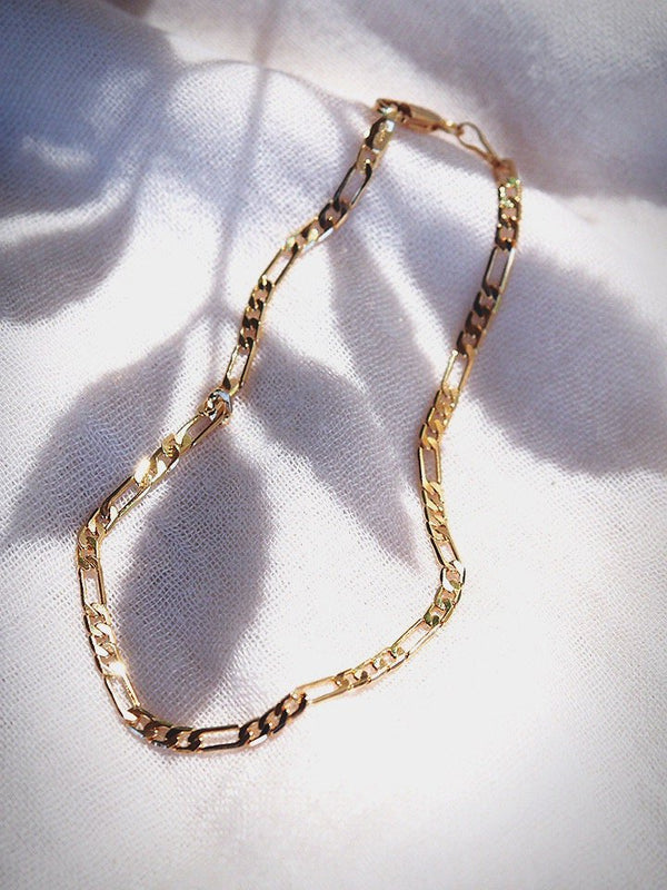 Anklets - Gold Flat Figaro Chain Anklet - Kaipo'i - ke aloha jewelry