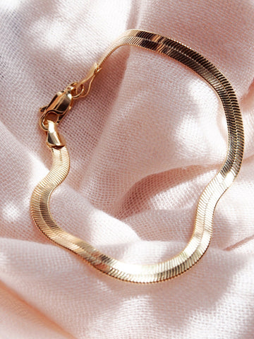 Gold Bracelet - Gold Herringbone Bracelet - Konani - Ke Aloha Jewelry