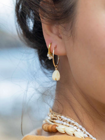 Earrings - Pikake Gold Hoop Earrings - Pikake - ke aloha jewelry