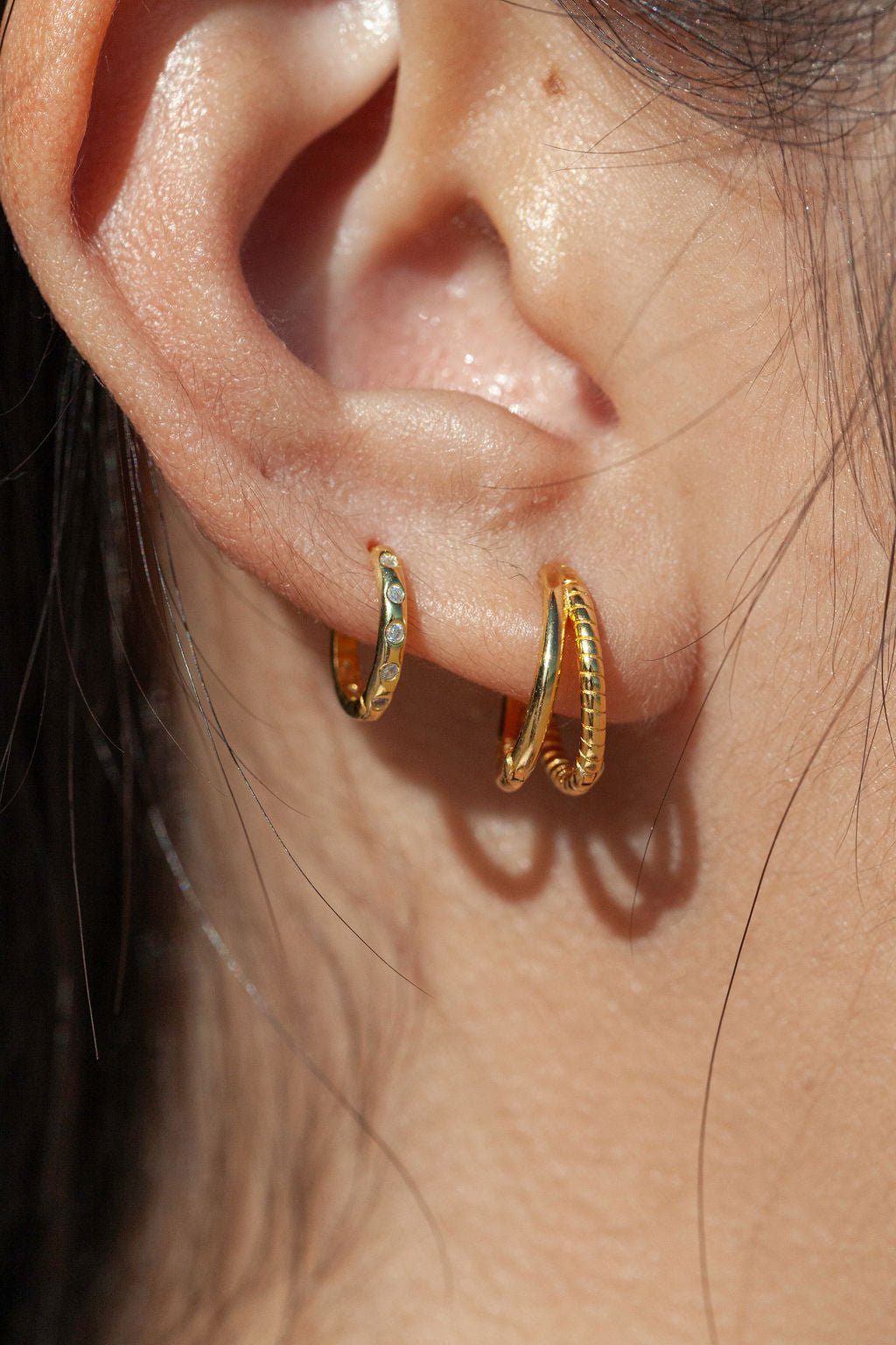 Vermeil Double Hoop Earring - Alana – ke aloha jewelry