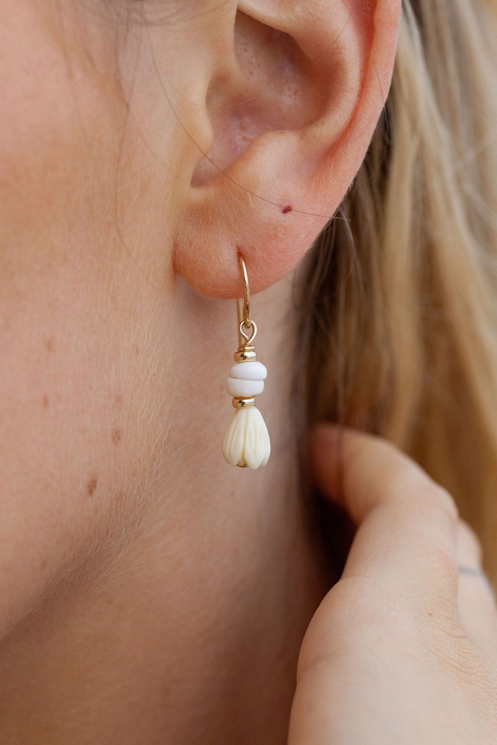 - Pikake Puka Drop Earrings - Kēhau - ke aloha jewelry