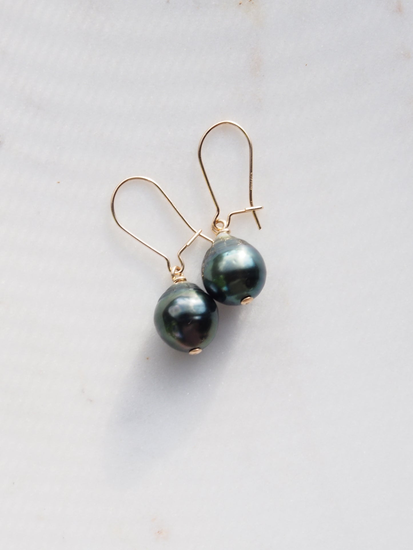 Gold Tahitian Pearl Drop Earrings - Alaula