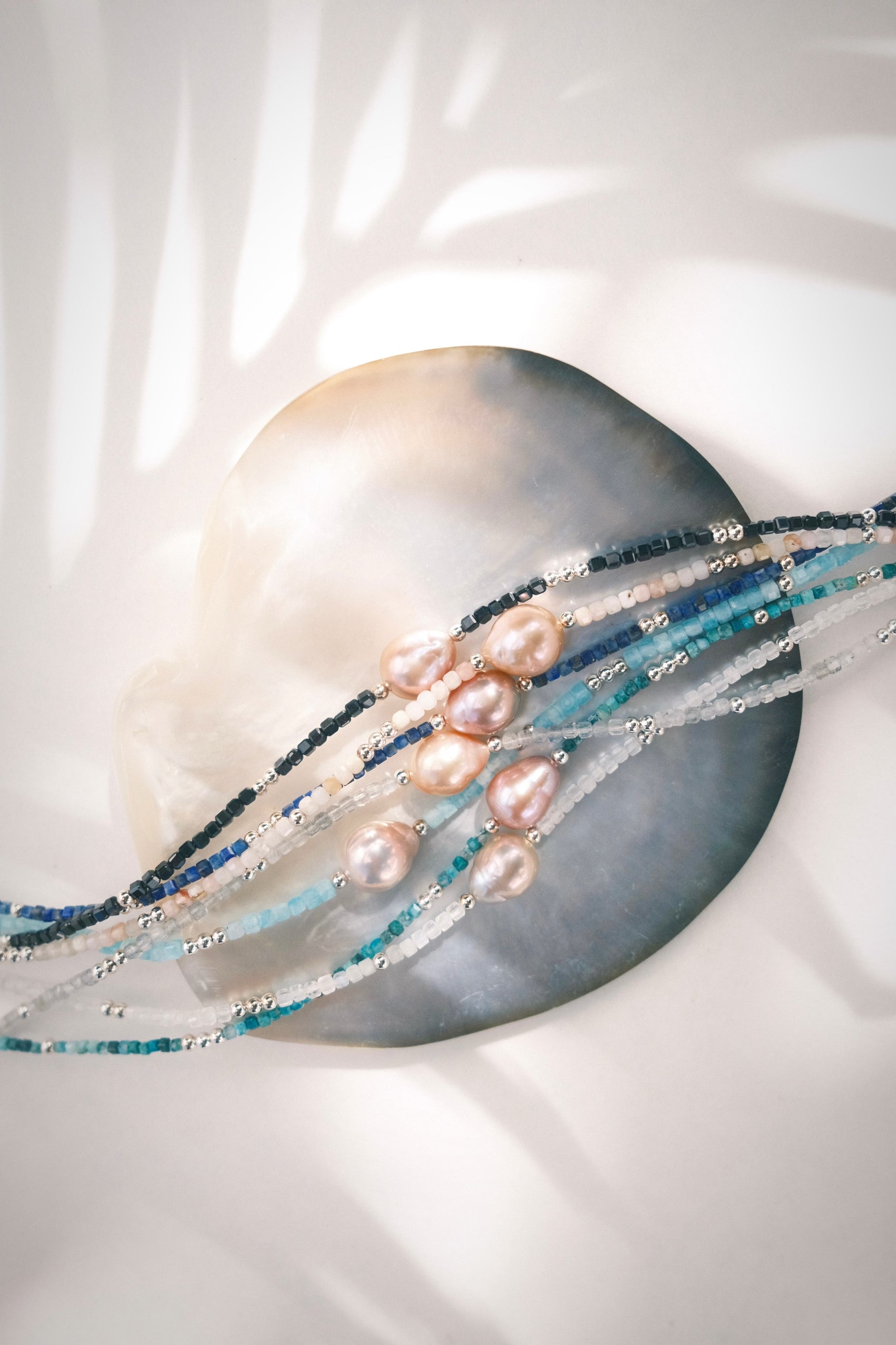 Pink Pearl and Gemstone Necklace - Silver Akala