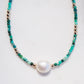 White Pearl and Gemstone Necklace - Gold Haukea