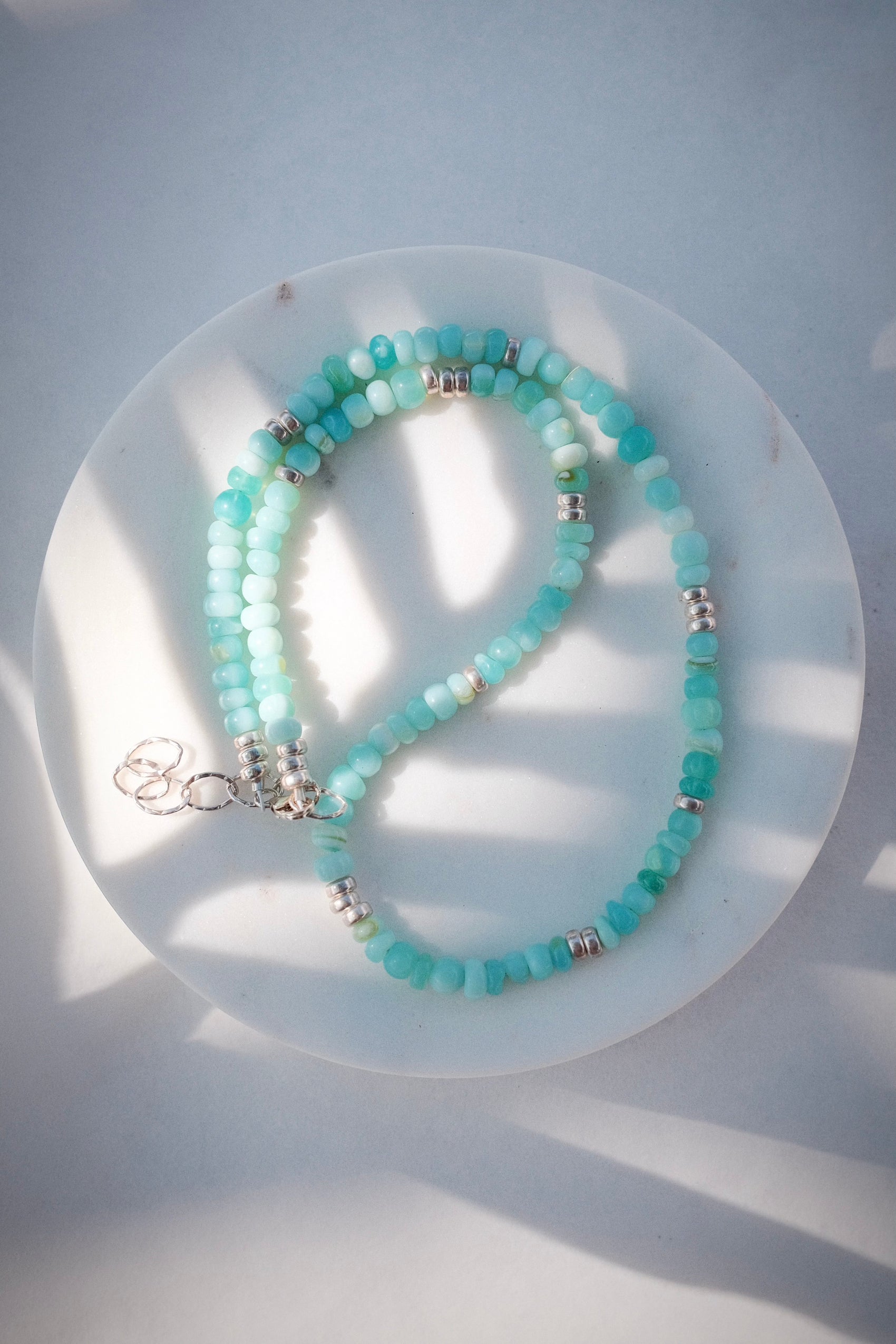 Peruvian Blue Opal Silver Necklace - Mana'olana