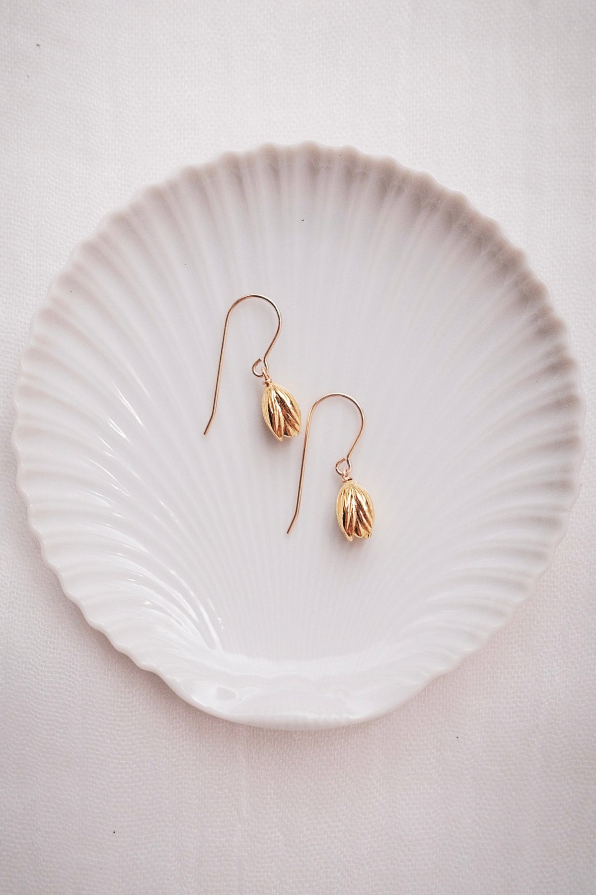 Gold Pikake Charm Ear Wire Earrings - Popohe
