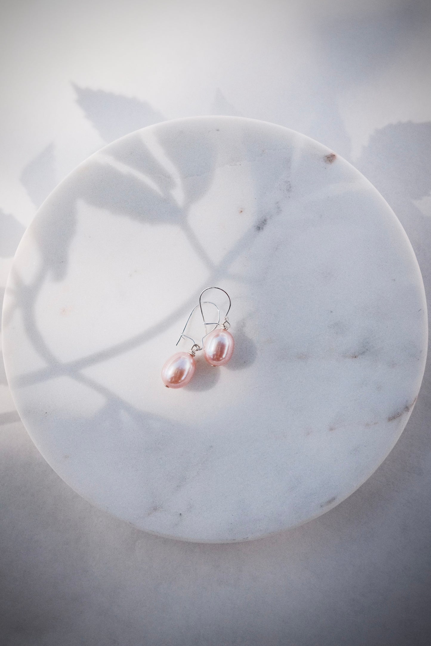 Pink Freshwater Pearl Silver Drop Earrings - Akala