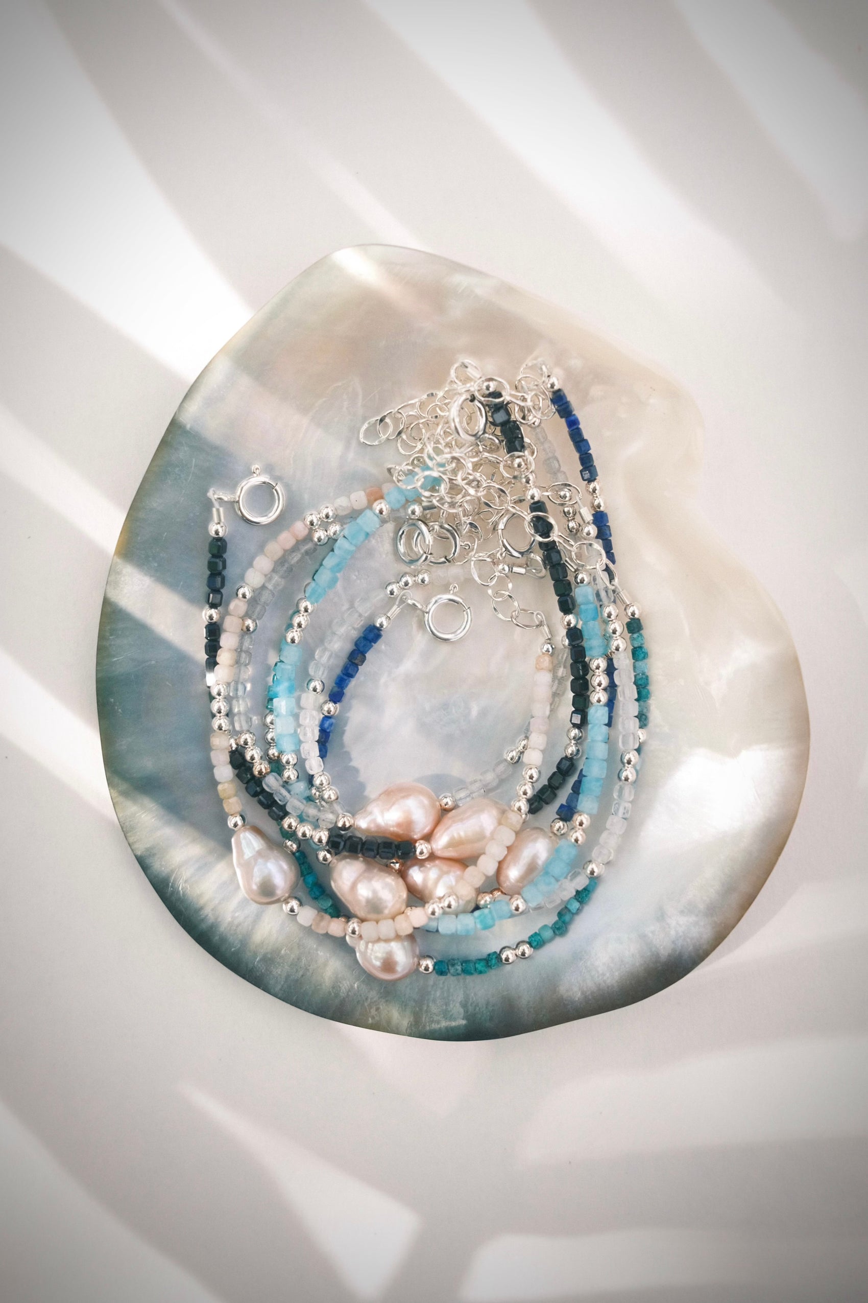 Pink Pearl and Gemstone Bracelet -  Silver Akala