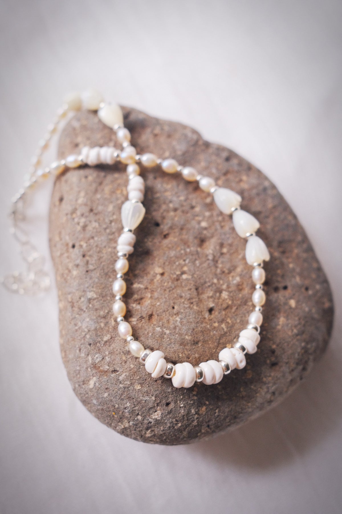 Mixed Shell & Pearl Pikake Necklace - Silver Kahakai