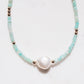 White Pearl and Gemstone Necklace - Gold Haukea