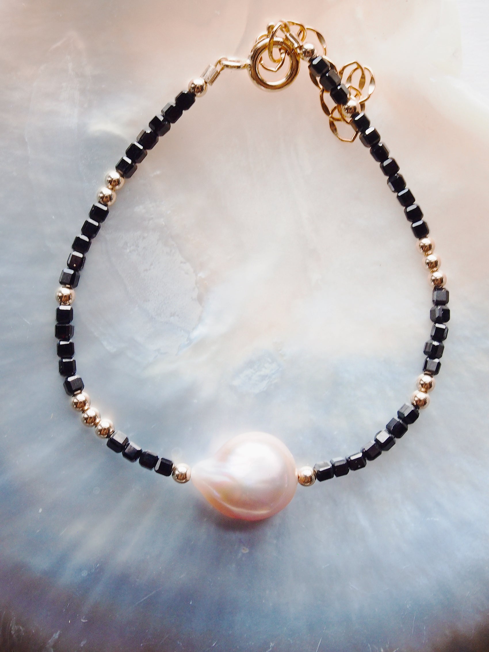 Pink Pearl and Gemstone Bracelet -  Gold Akala