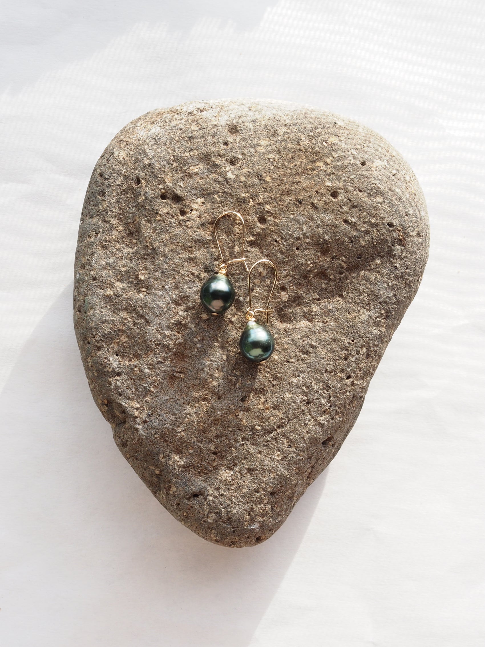 Gold Tahitian Pearl Drop Earrings - Alaula