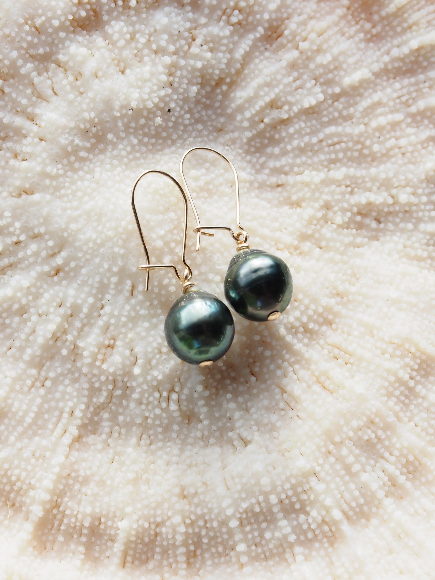 Gold Tahitian Pearl Drop Earrings - Alaula