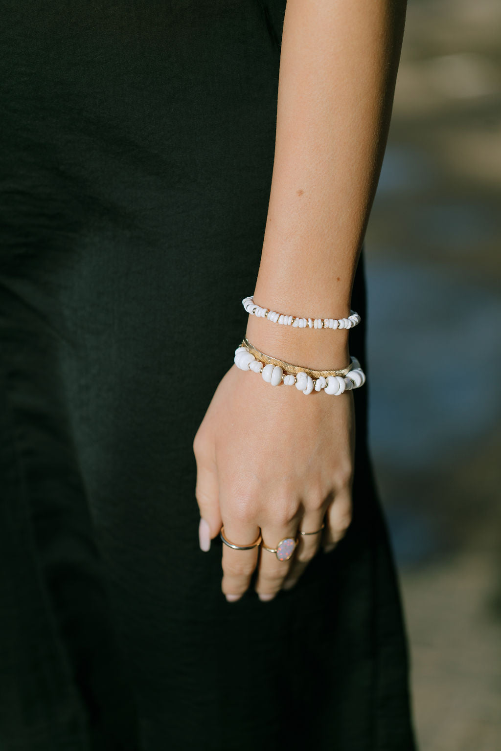 Choose your Gold Stretchy Puka Shell Bracelet - Gold Ali'ikai