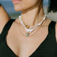 Gold Puka Shell Pearl Bead Necklace - Maka