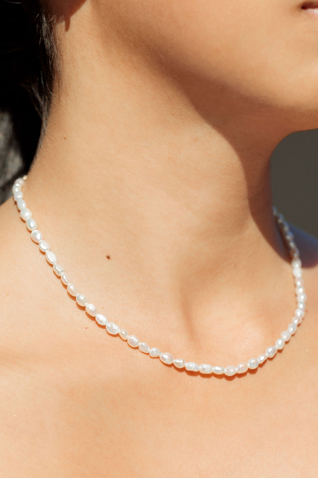 Silver Dainty White Pearl Necklace - Maile
