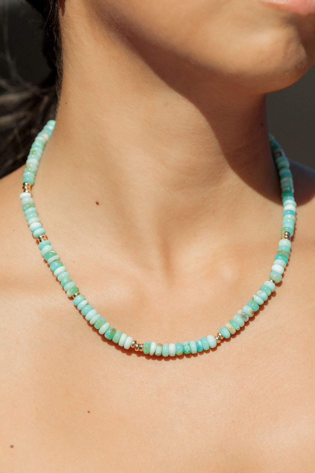 Peruvian Blue Opal Gold Necklace - Mana'olana