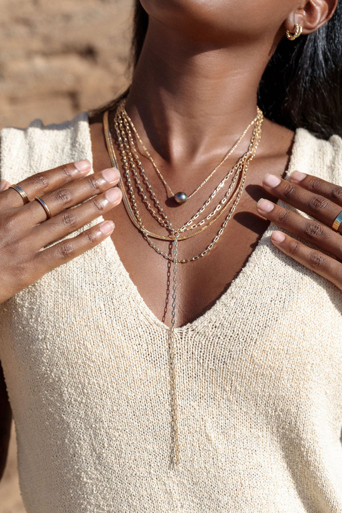 Small 14k Gold Paper Clip Chain Necklace – NicoleHD Jewelry