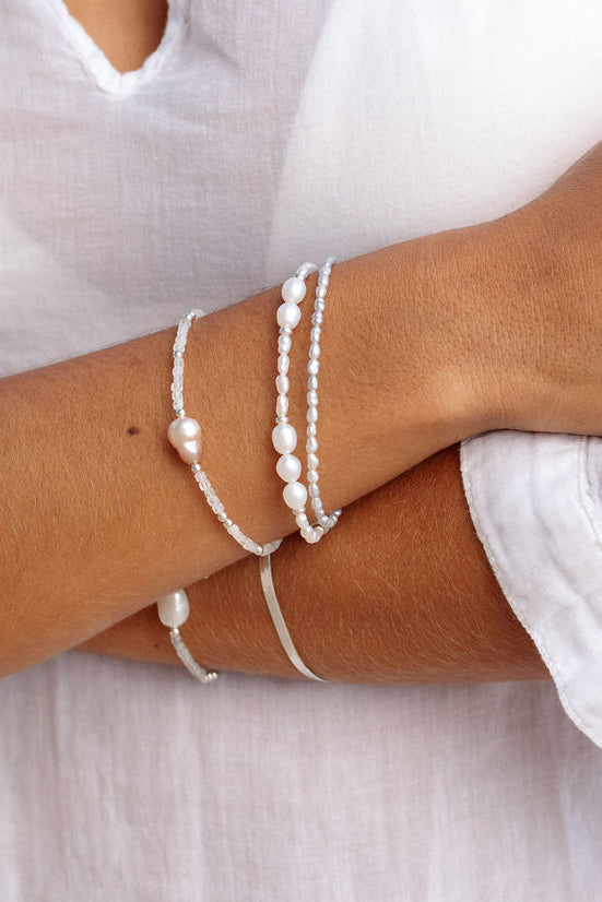 Pink Pearl and Gemstone Bracelet -  Silver Akala