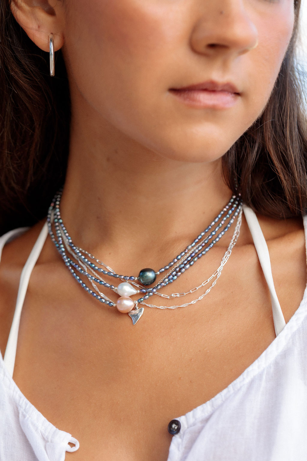 Petite Silver Shark Tooth Necklace - Mano Petite