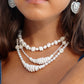Silver Puka Shell Pearl Bead Necklace - Maka
