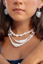 Silver Puka Shell Pearl Bead Necklace - Maka