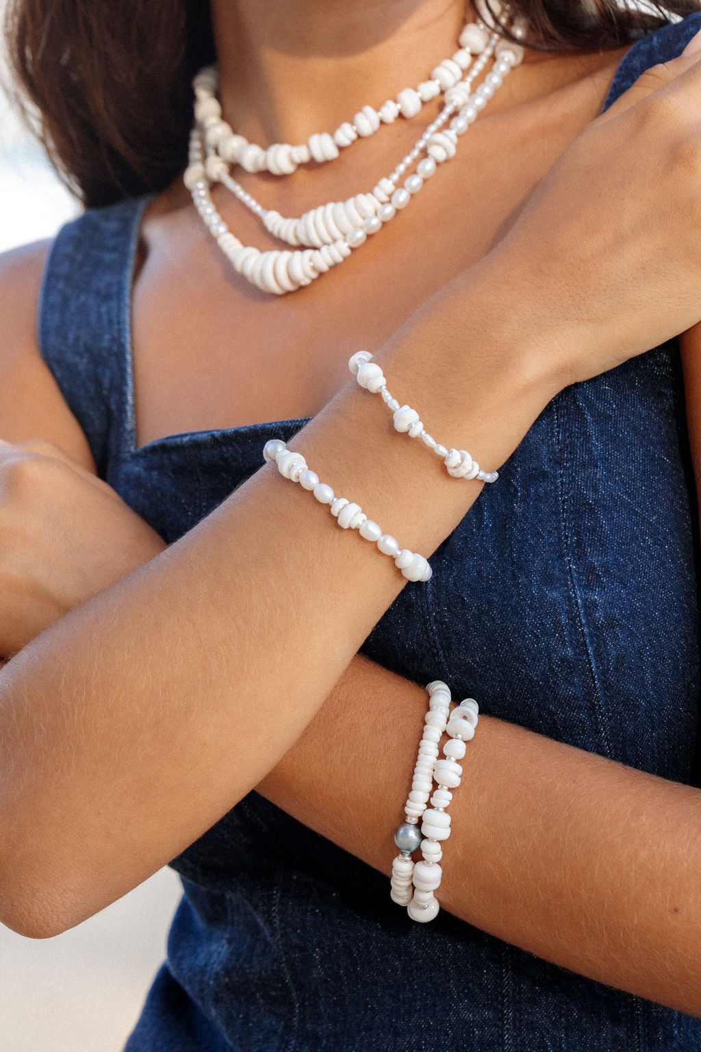 Puka Shell Bracelet - Silver Kahale