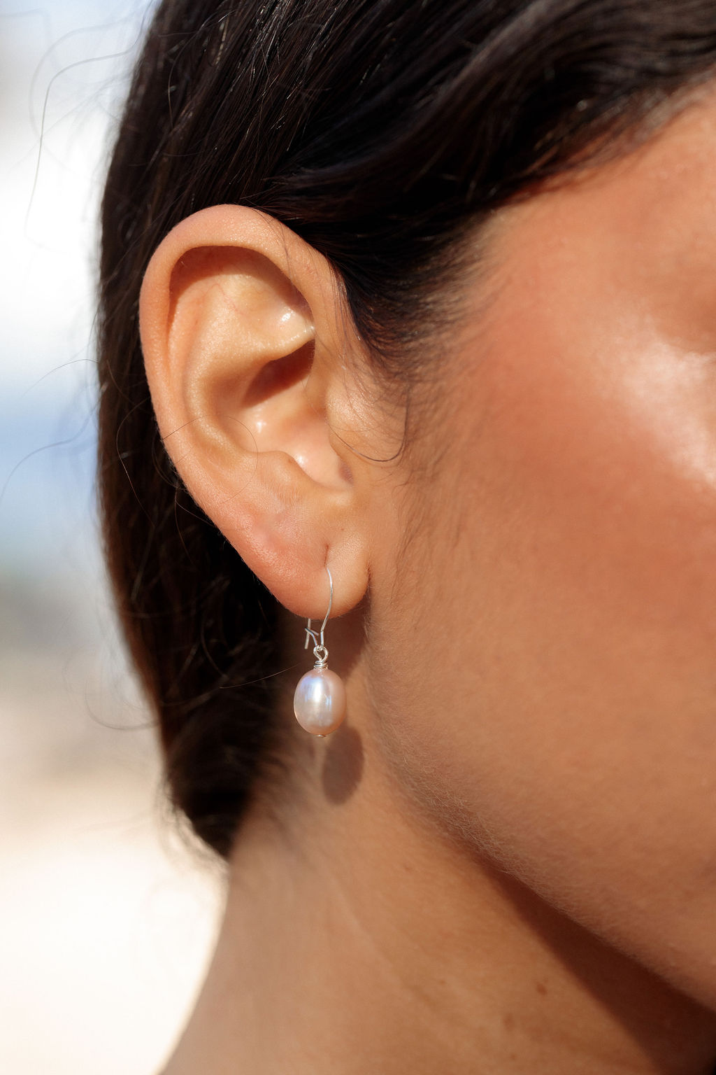 Pink Freshwater Pearl Silver Drop Earrings - Akala