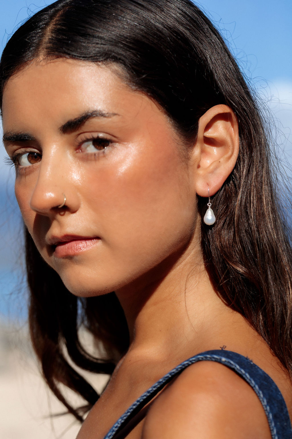 Silver Flameball Pearl Drop Earrings - Kiele