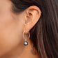 Thin Silver Tahitian Pearl Hoop Earrings - Hokuloa