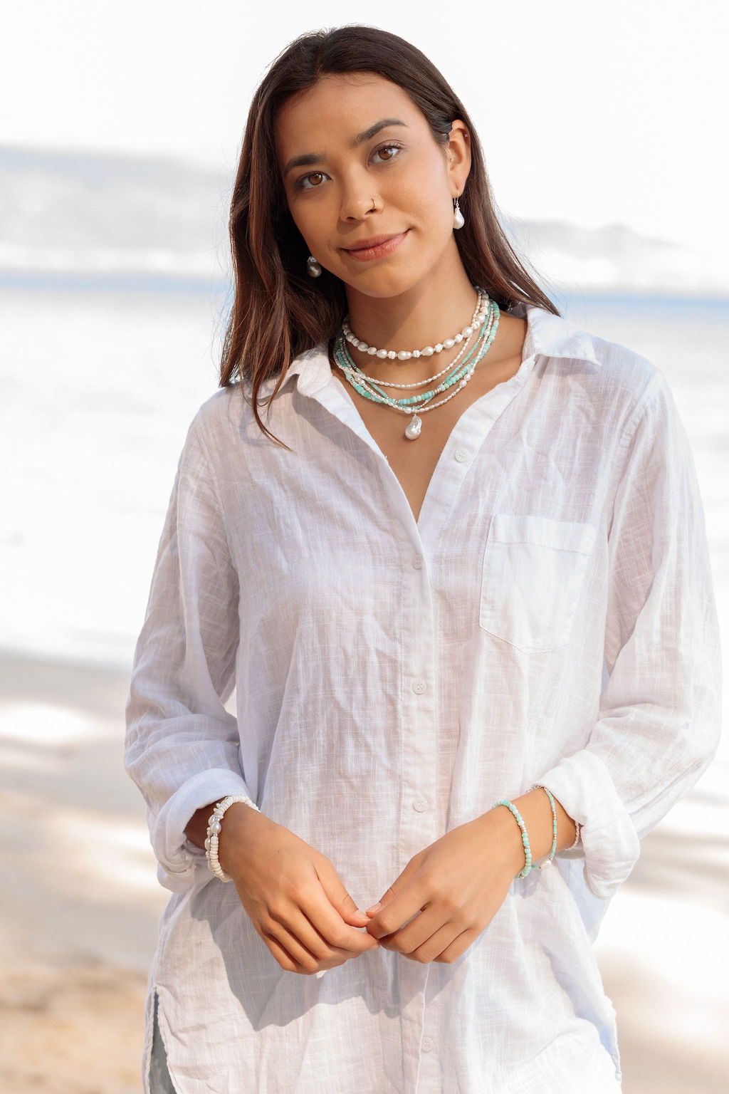 Silver Baroque Pearl Puka Shell Necklace - Kakahi