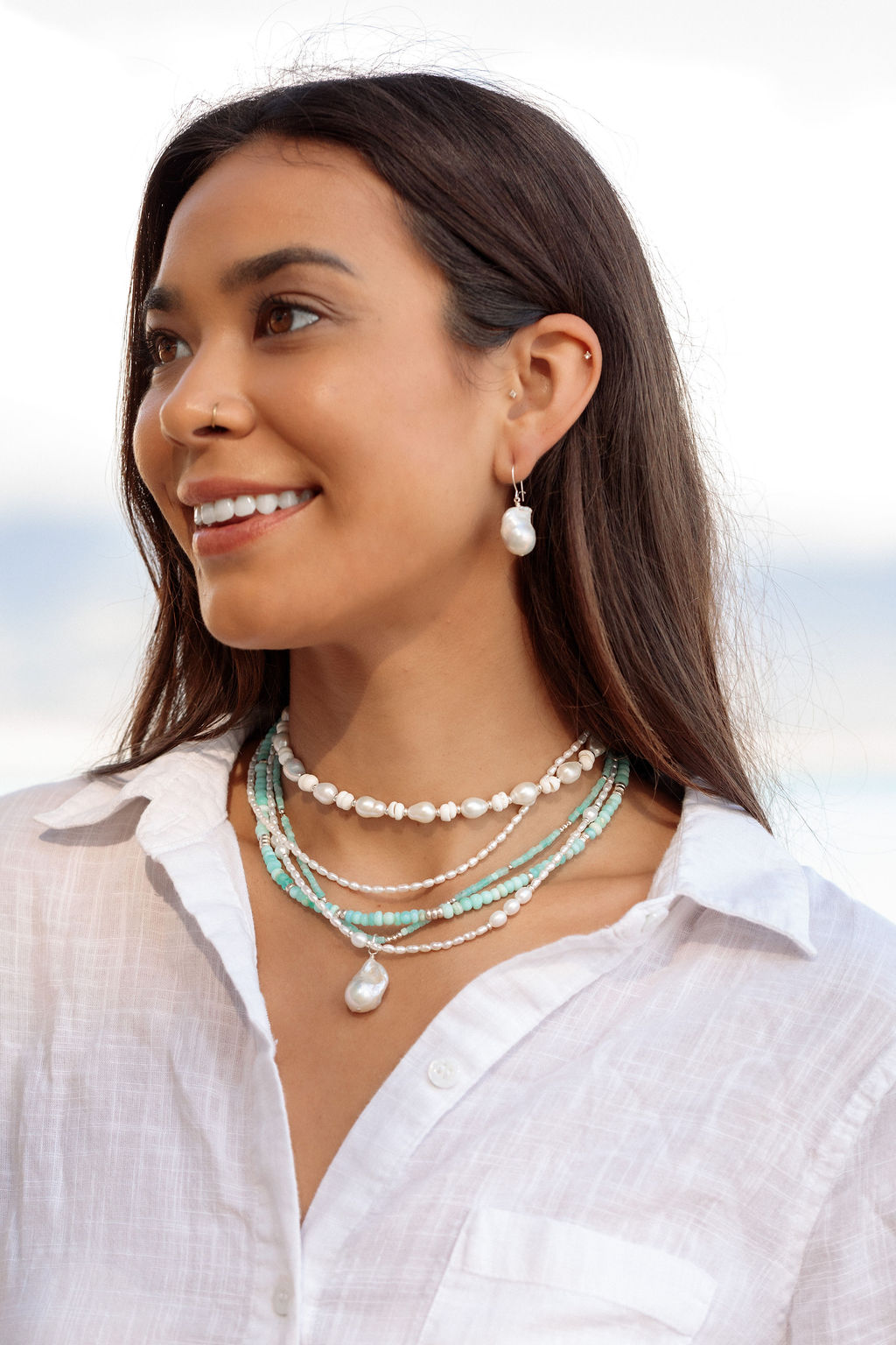 Peruvian Blue Opal Silver Necklace - Mana'olana