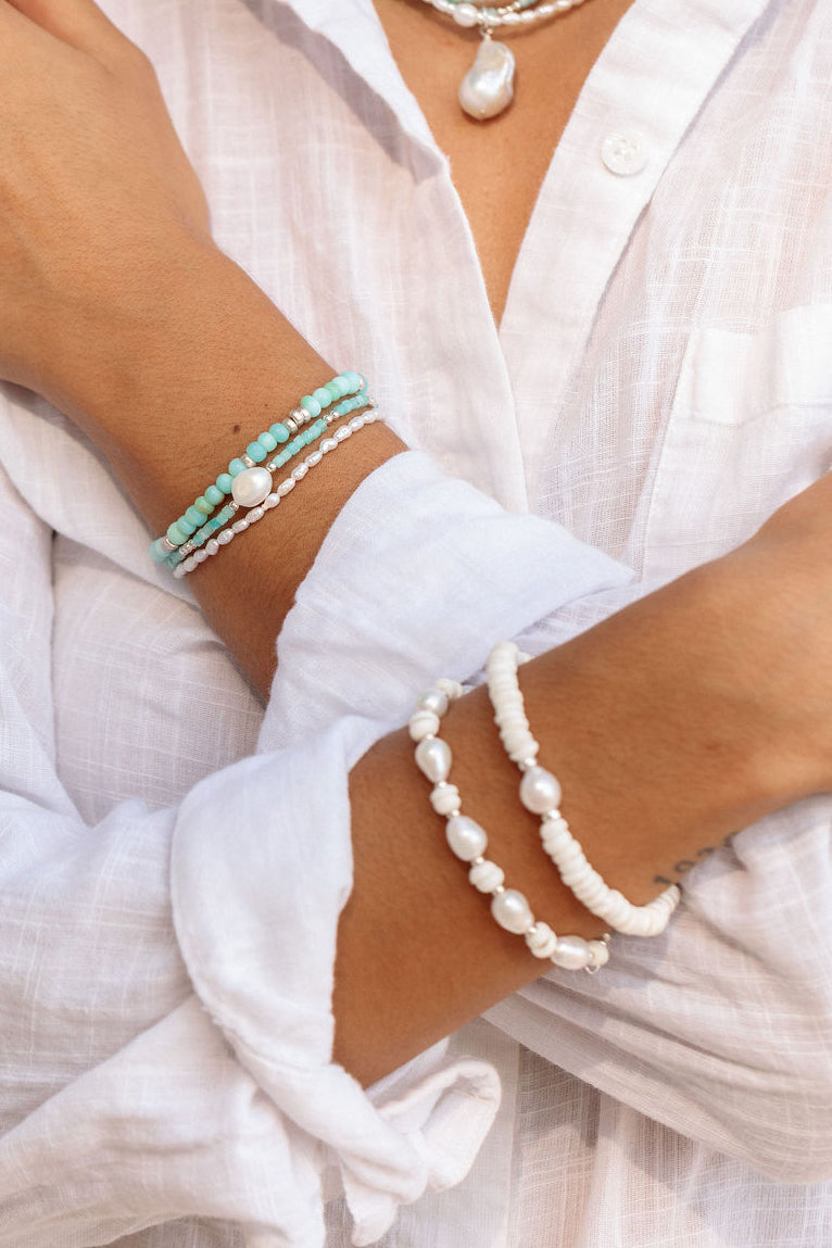 Silver Puka Baroque Pearl Bracelet - Kakahi