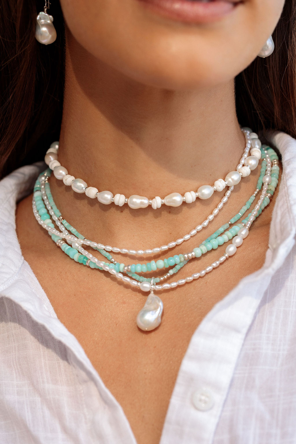 Peruvian Blue Opal Silver Necklace - Mana'olana