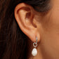Silver Mother of Pearl Flower Lei Charm Huggie Hoop Earrings - Lei