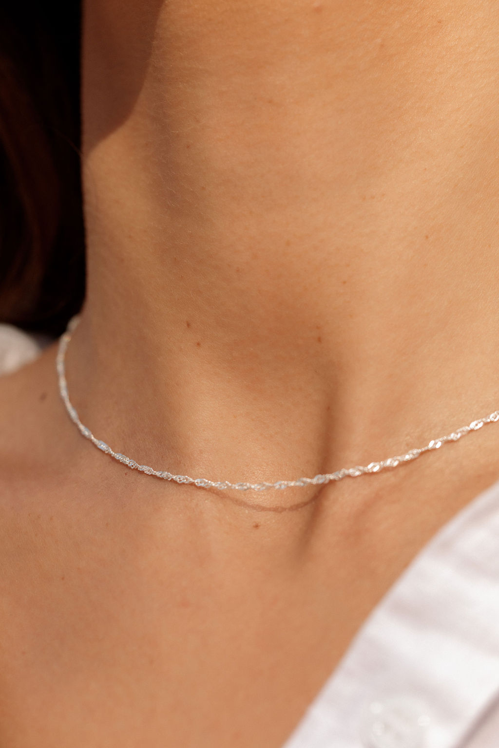 Sterling Silver Singapore Chain Necklace - Luana
