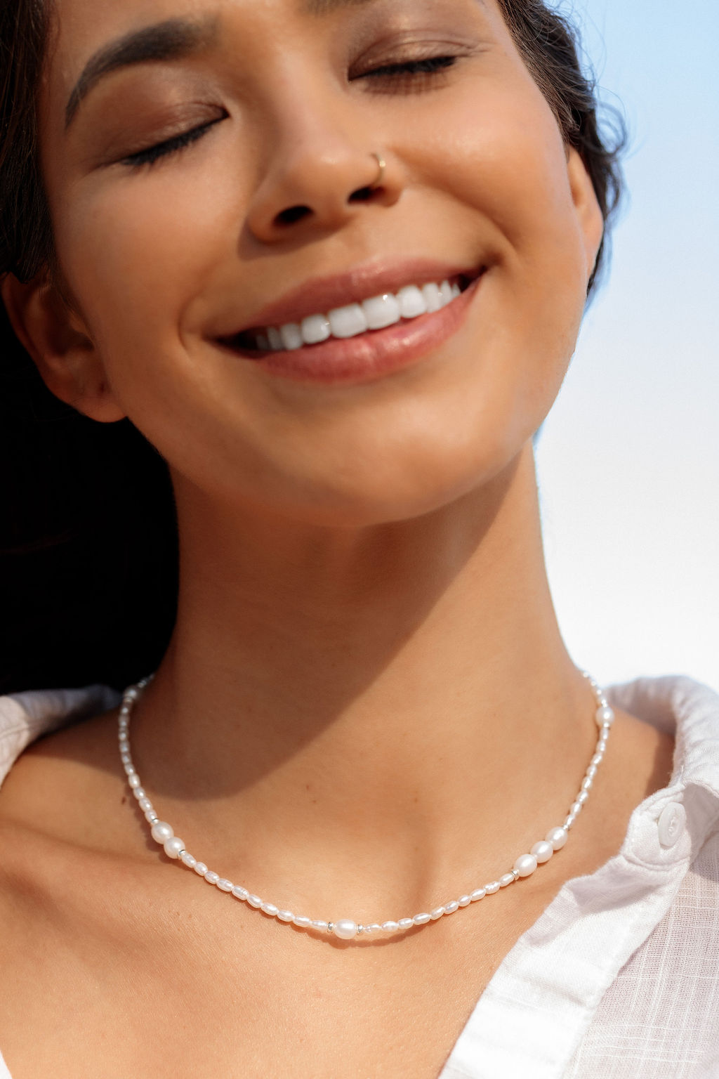 Silver and White Pearl Bead Necklace - Hiwahiwa