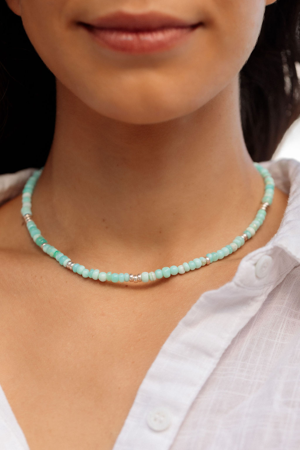 Peruvian Blue Opal Gold Necklace - Mana'olana