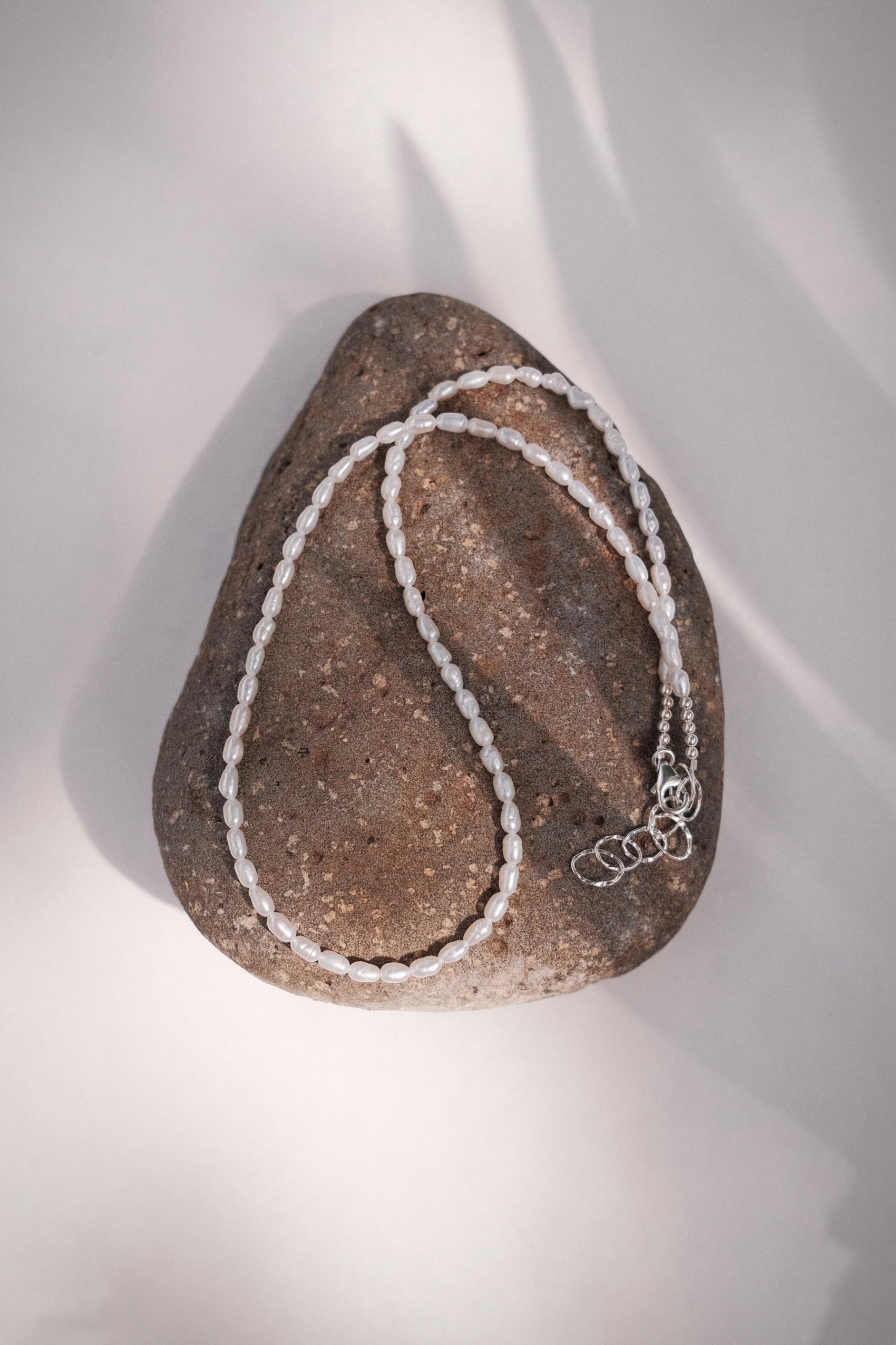 Silver Dainty White Pearl Necklace - Maile