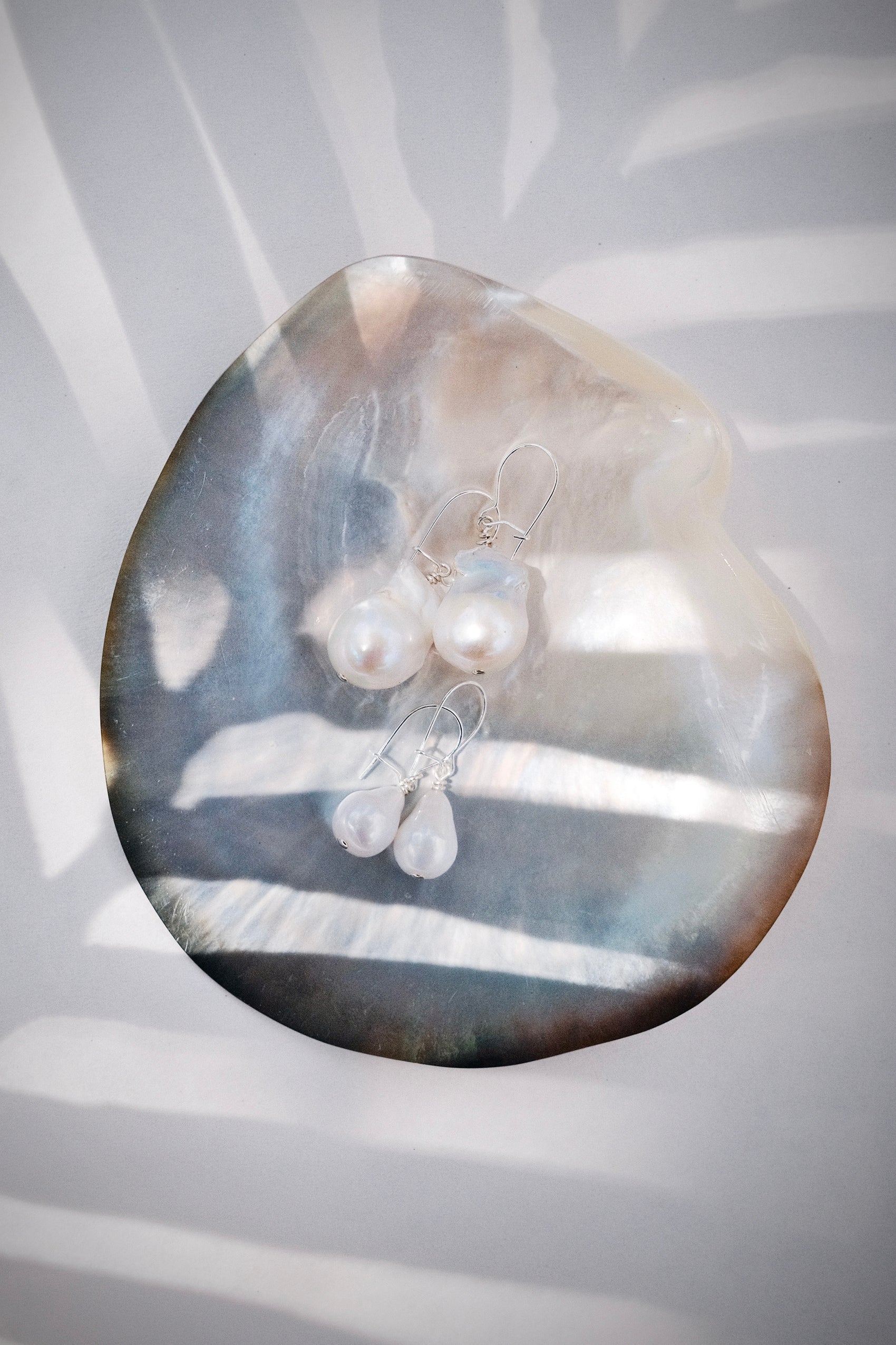 Silver Flameball Pearl Drop Earrings - Kiele