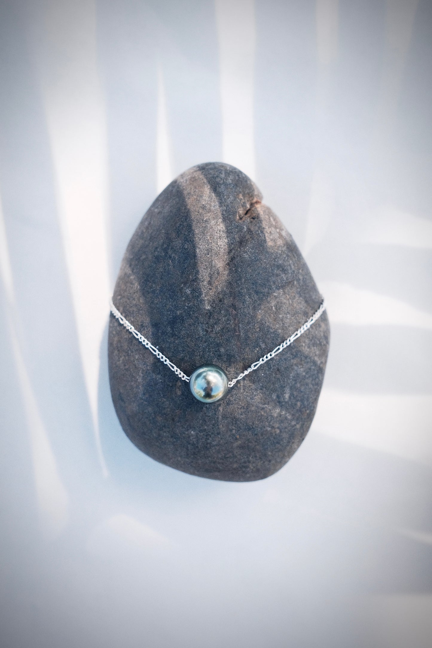 Silver Single Floating Tahitian Pearl Necklace - Miliani