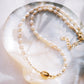 White Freshwater Pearl Necklace with Gold Pikake Bead - Pōhina