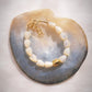 Mother of Pearl & Gold Pikake Beaded Bracelet - Gold Hāweo