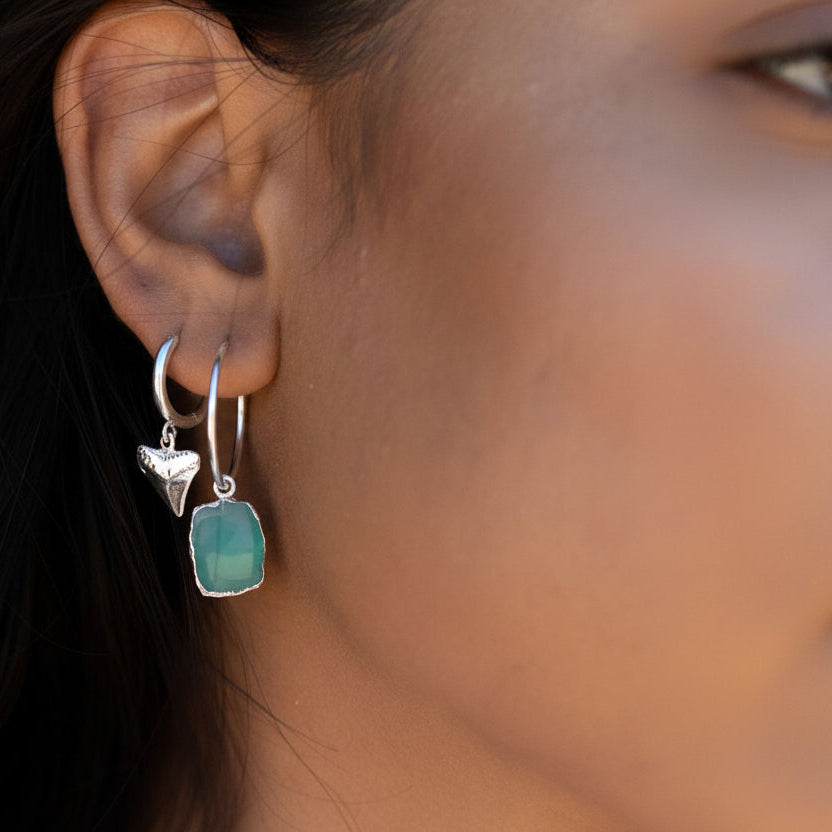 Silver Shark Tooth Hoop Earrings - Nahu