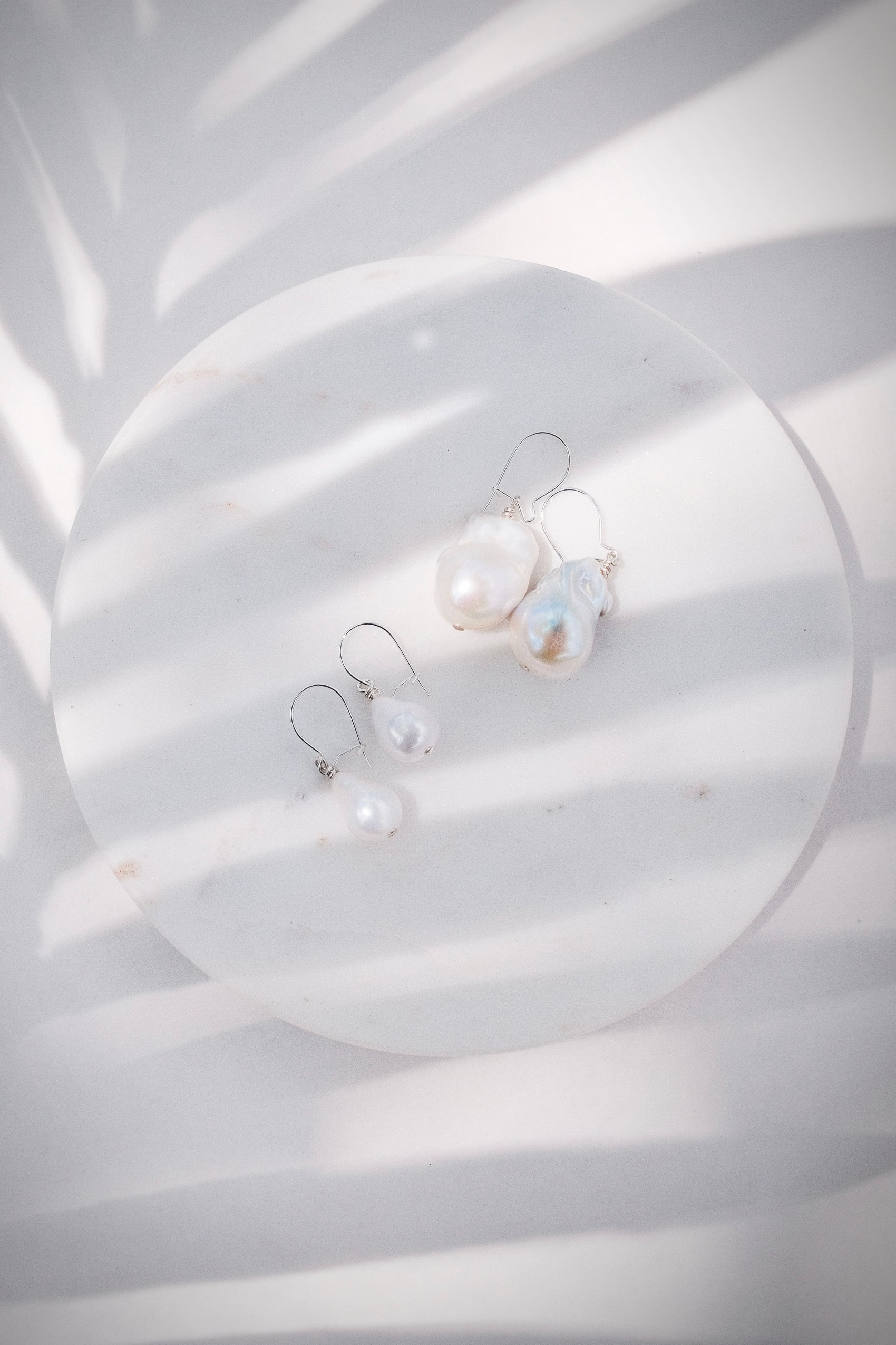 Silver Flameball Pearl Drop Earrings - Kiele