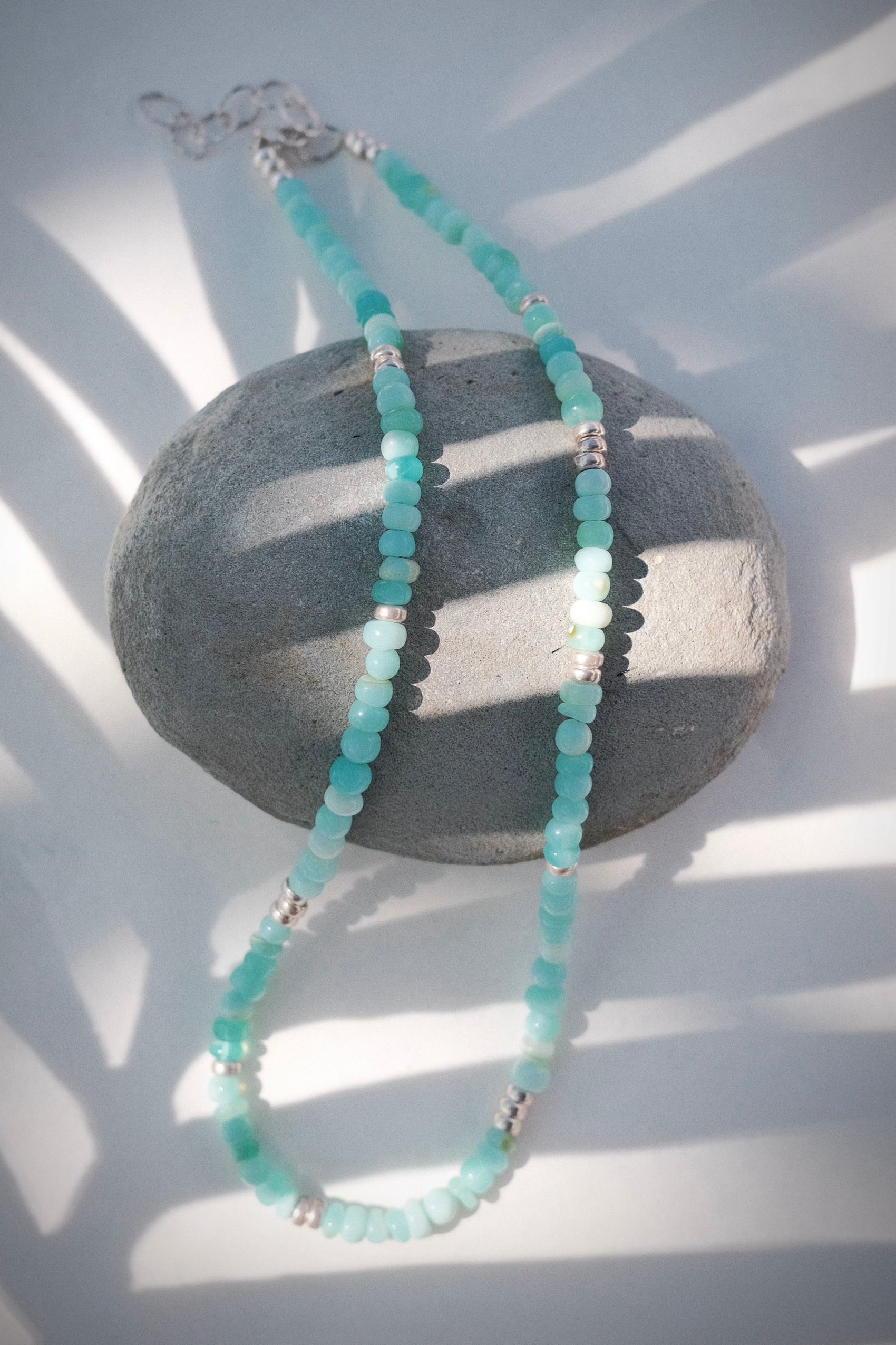 Peruvian Blue Opal Silver Necklace - Mana'olana