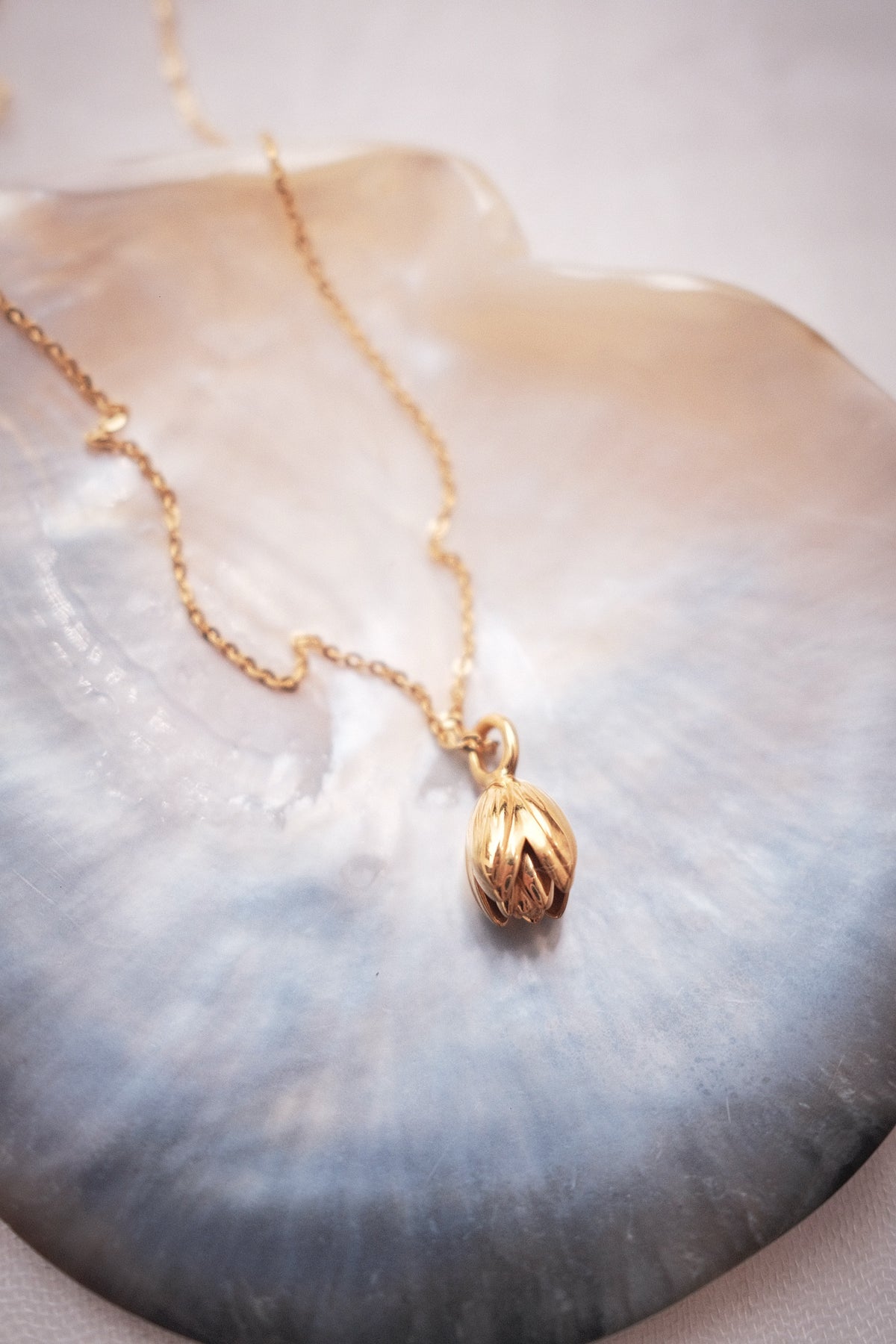Gold Pikake Drop Pendant Necklace - Lewa