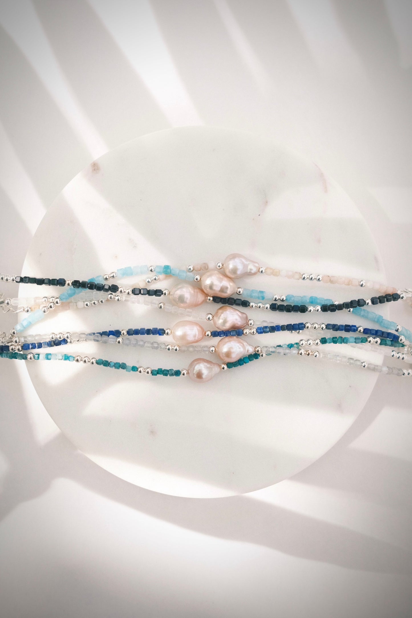 Pink Pearl and Gemstone Bracelet -  Silver Akala